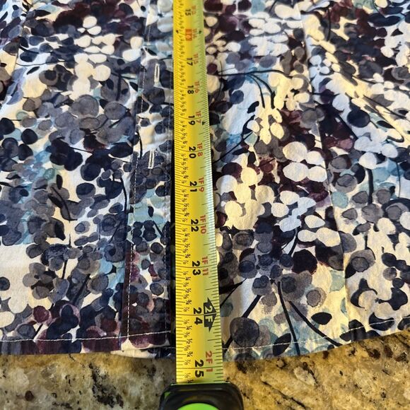 G.H. Bass & Co. Women’s Floral Blouse XL Short Sleeve Button Front Cotton Blend - Picture 7 of 7